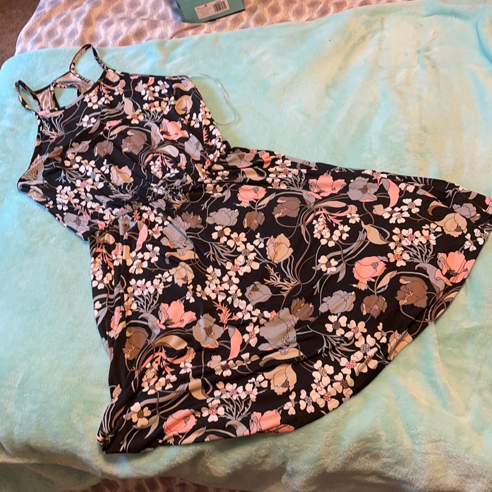 French Grey Flowered Flowy Dress